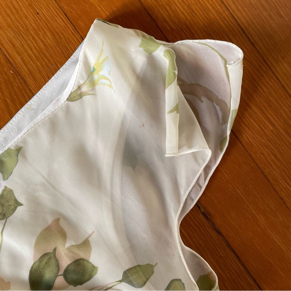 Vintage 90s Cottagecore Cream Floral Embroidered Off Shoulder Top - Picture 4 of 5